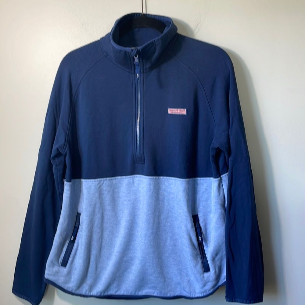 Vineyard Vines 1/2 zip Jacket colorblock blue Preppy Light pullover Large
